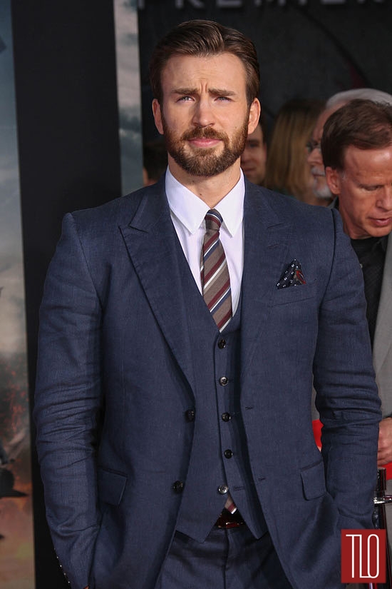 Chris Evans in Gucci at the "Captain America: The Winter 