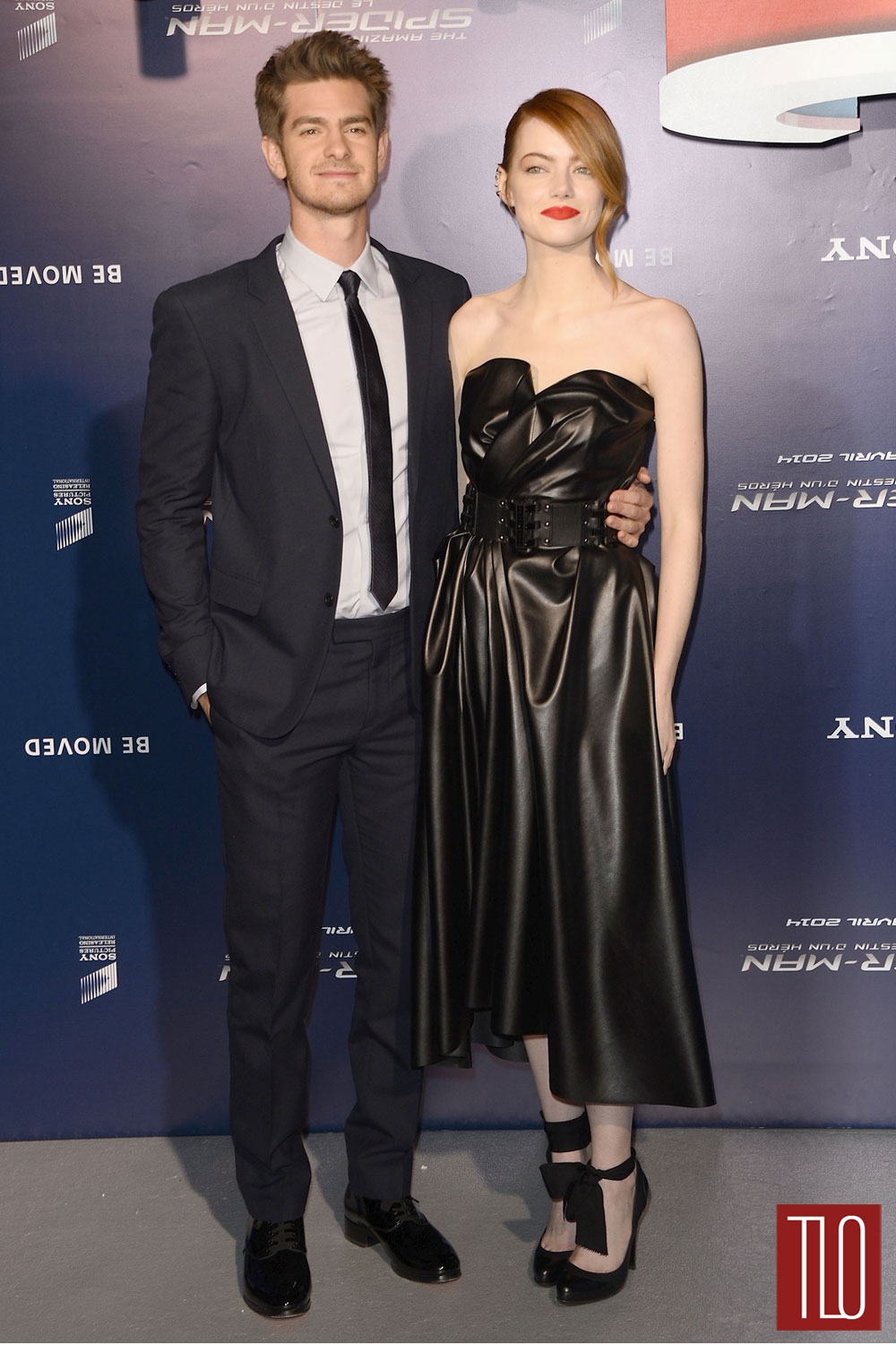 Emma Stone Wears Edgy, Tuxedo-Inspired Dress to SAG Awards