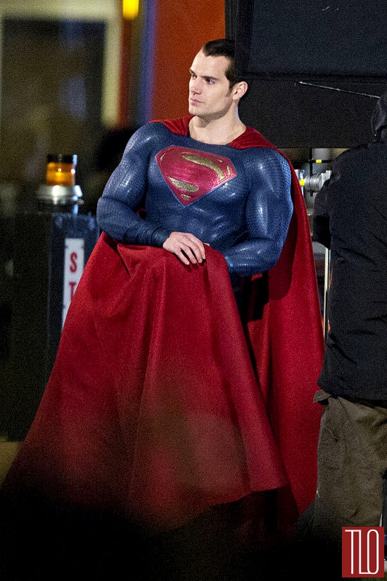 First look at Henry Cavill in the full Superman costume on the set of ' Superman vs. Batman