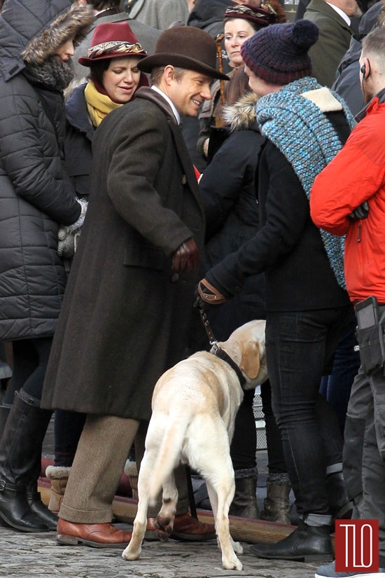Martin Freeman and Benedict Cumberbatch on the Set of "Sherlock