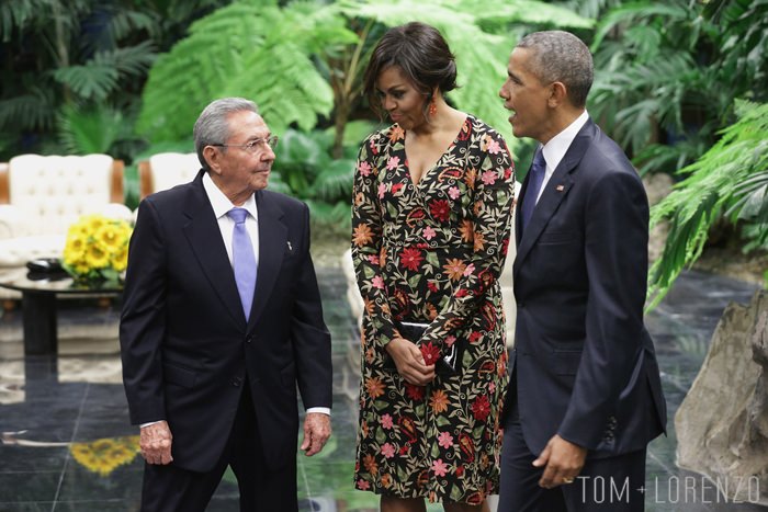 Michelle Obama Attends a State Dinner in Havana in Naeem Khan | Tom ...
