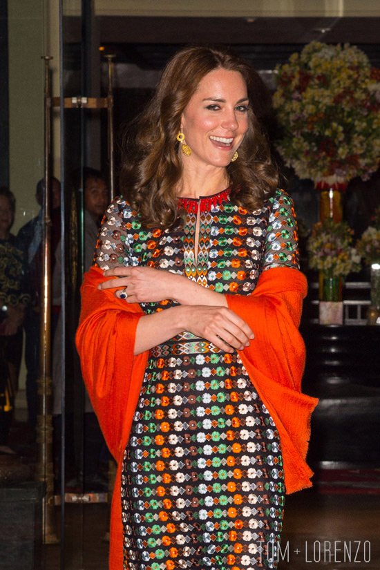 THIMPHU, BHUTAN - APRIL 14: Catherine, Duchess of Cambridge leaves the Taj Tashi hotel to attend a dinner with King Jigme Khesar Namgyel Wangchuck and Queen Jetsun Pema on day five of the royal tour to India and Bhutan on April 14, 2015 in Thimphu, Bhutan. (Photo by Dominic Lipinski - WPA Pool/Getty Images)