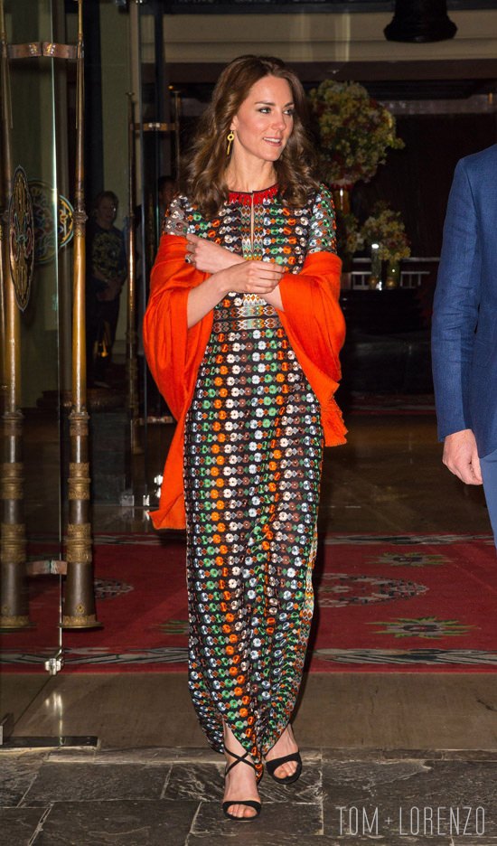 THIMPHU, BHUTAN - APRIL 14: Catherine, Duchess of Cambridge leaves the Taj Tashi hotel to attend a dinner with King Jigme Khesar Namgyel Wangchuck and Queen Jetsun Pema on day five of the royal tour to India and Bhutan on April 14, 2015 in Thimphu, Bhutan. (Photo by Dominic Lipinski - WPA Pool/Getty Images)