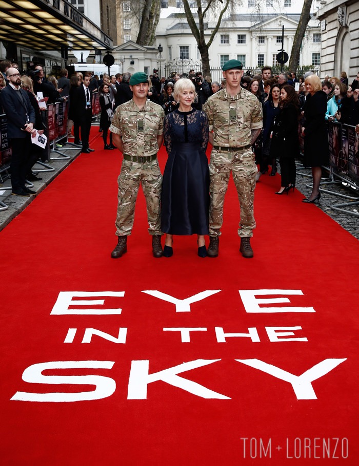 LONDON, ENGLAND - APRIL 11: Helen Mirren (C) attends the UK premiere of "Eye In The Sky" at the Curzon Mayfair on April 11, 2016 in London, United Kingdom. (Photo by John Phillips/Getty Images)
