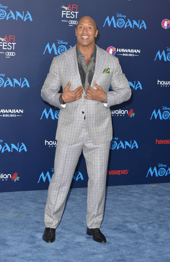 "Sexiest Man Alive" Dwayne Johnson Fills Out a Suit at the "Moana