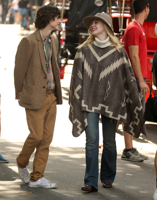 Timothée Chalamet and Elle Fanning on the Set of Woody Allen's Next