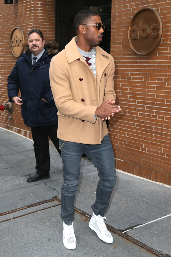 michael b jordan denim jacket in black panther