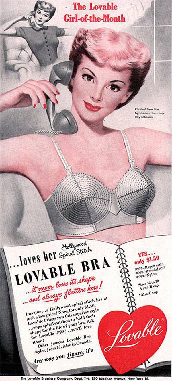 1950's Lovable Bras Vintage Ad, Advertising Art, 1950's Lingerie, Magazine  Ad, Advertising Art, Great to Frame. -  Canada