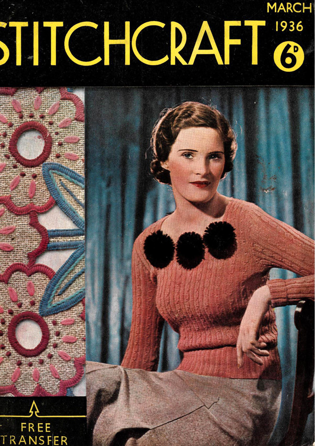 A Gallery of Cute Lady Sweaters on Vintage Stitchcraft Magazine Covers ...