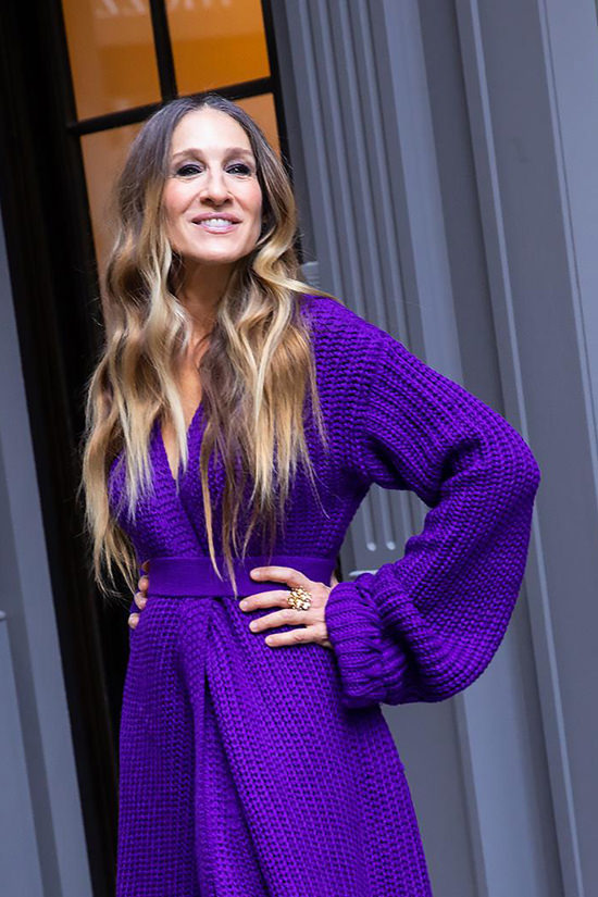 Sarah-Jessica-Parker-Purple-Knitted-Dress-SJP-Store-Fashion-Shoes- Accessories-Tom-Lorenzo-Site - Tom +