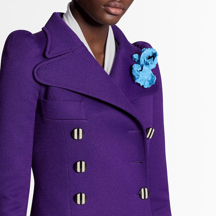 Yea or Nay: Louis Vuitton Double-Breasted Coat with Flower Brooch