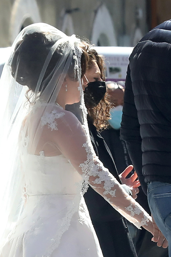 Lady Gaga in a Wedding Gown on the Set of House of Gucci - Tom +
