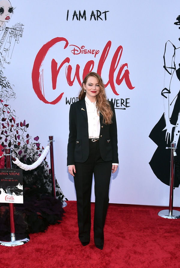 Emma Stone Rocks Chic Pantsuit at 'Cruella' Premiere in First Red Carpet  Appearance Since Giving Birth