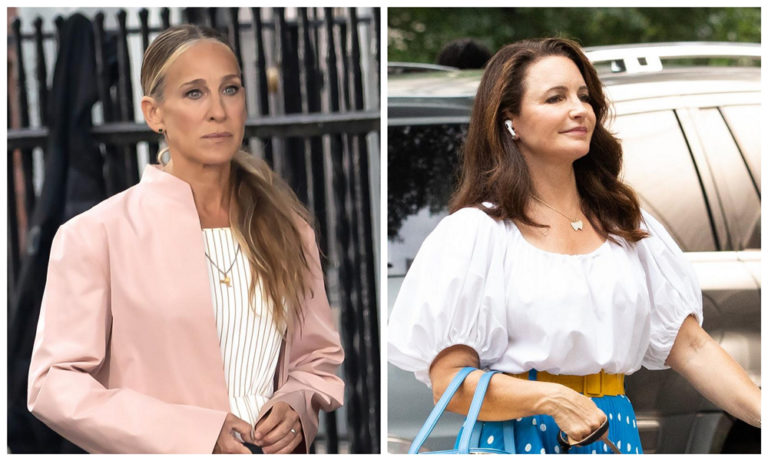 And Just Like That Episode 4 Streaming Sarah Jessica Parker and Kristin Davis on the Set of "And Just Like