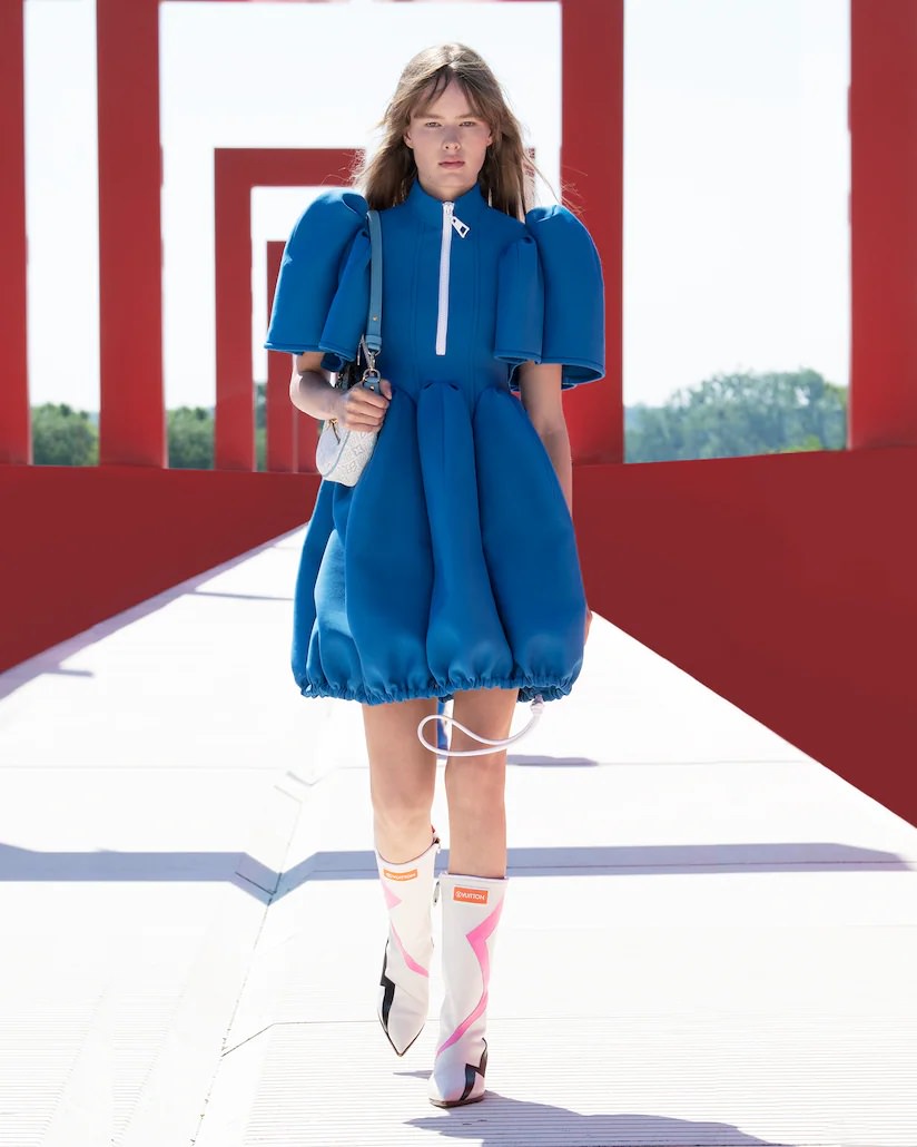 Chloe Bailey's Blue Louis Vuitton Minidress at Fashion Week