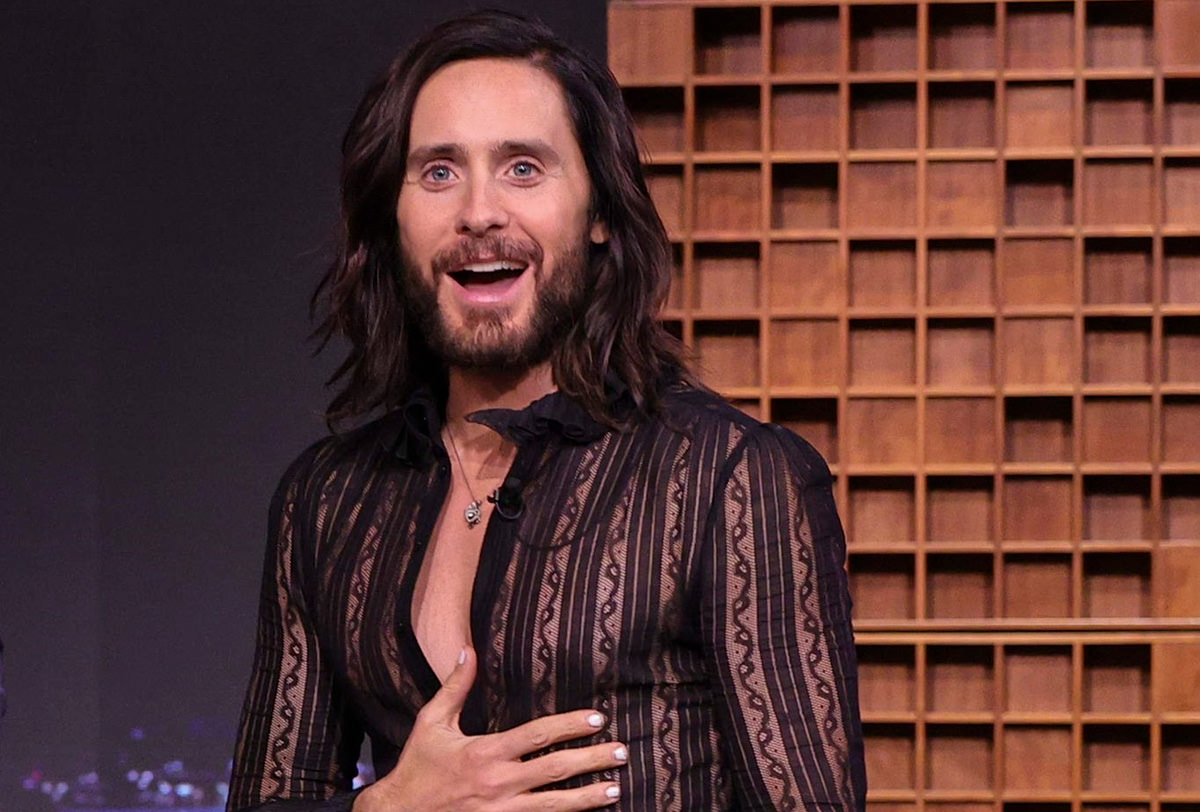 “House of Gucci” Star Jared Leto in Saint Laurent on “The Tonight Show