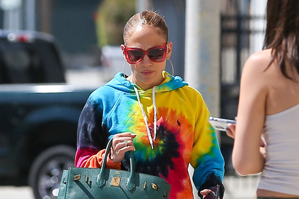 Jennifer Lopez Steps Out in Tie-Dye Sweat Suit and Another Birkin