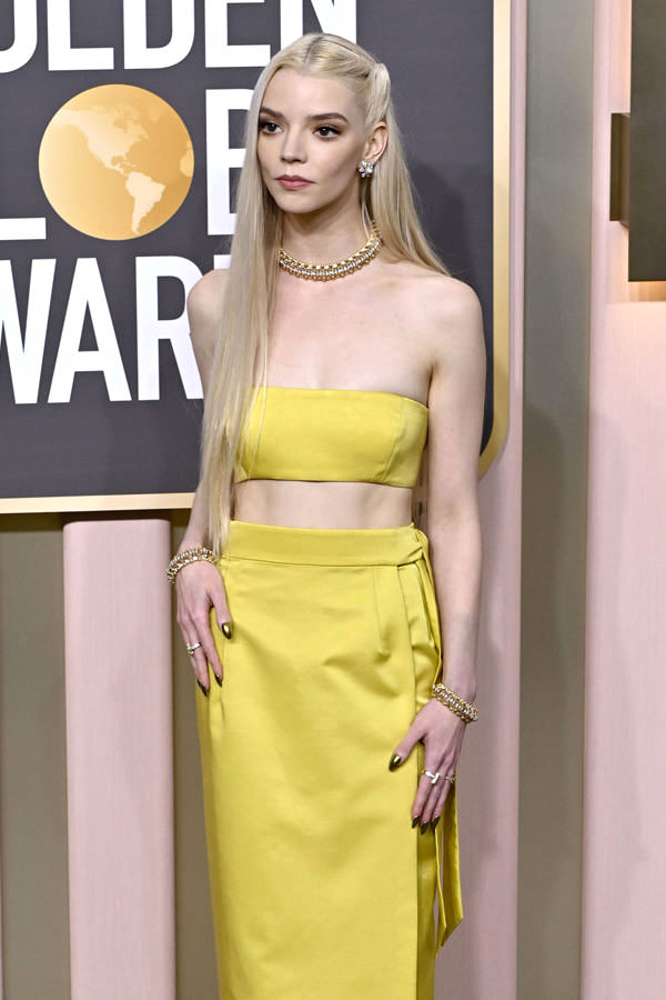 Anya Taylor-Joy Wore Yellow Two Piece to 2023 Golden Globes