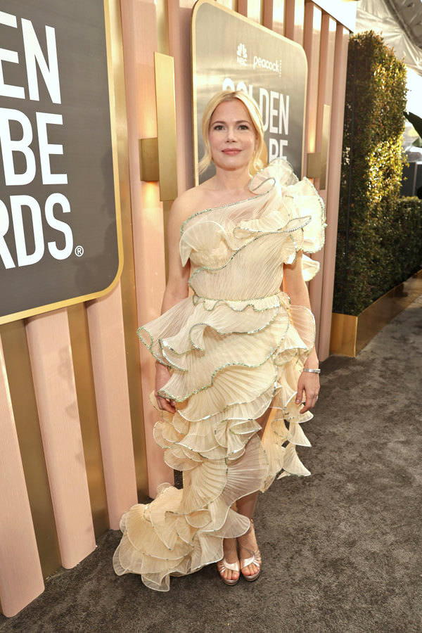 Michelle Williams Wears Slinky Gold Foil in Toronto - Go Fug Yourself