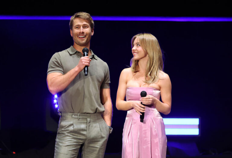 Glen Powell And Sydney Sweeney At The Cinemacon Photo Call For Anyone