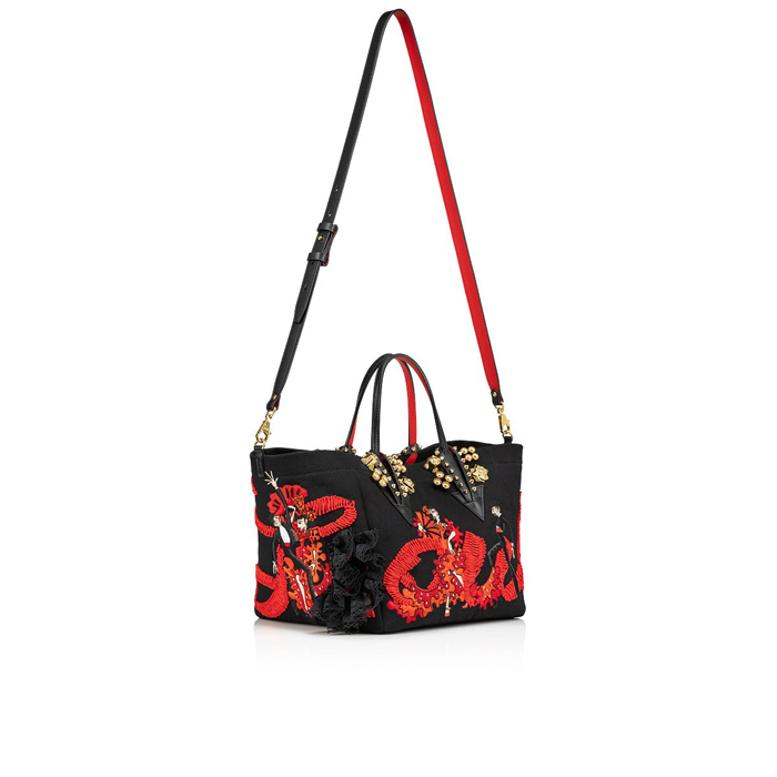 Christian Louboutin X Rossy De Palma Flamencaba Small Embroidered Tote Bag  In Black