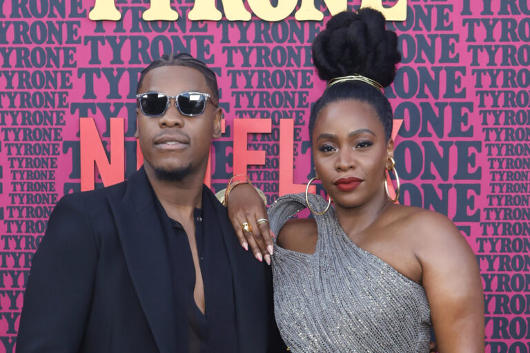 John Boyega and Teyonah Parris at the THEY CLONED TYRONE Los Angeles