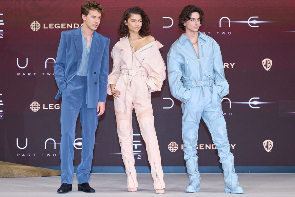 Austin Butler Zendaya And Timothée Chalamet At The Dune Part Two Seoul South Korea Photo Call 