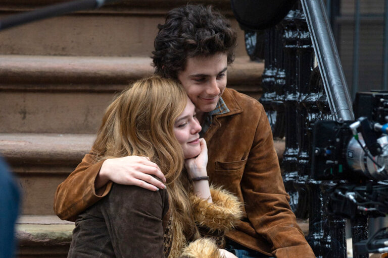 Timothée Chalamet and Elle Fanning Film A COMPLETE UNKNOWN in Hoboken ...