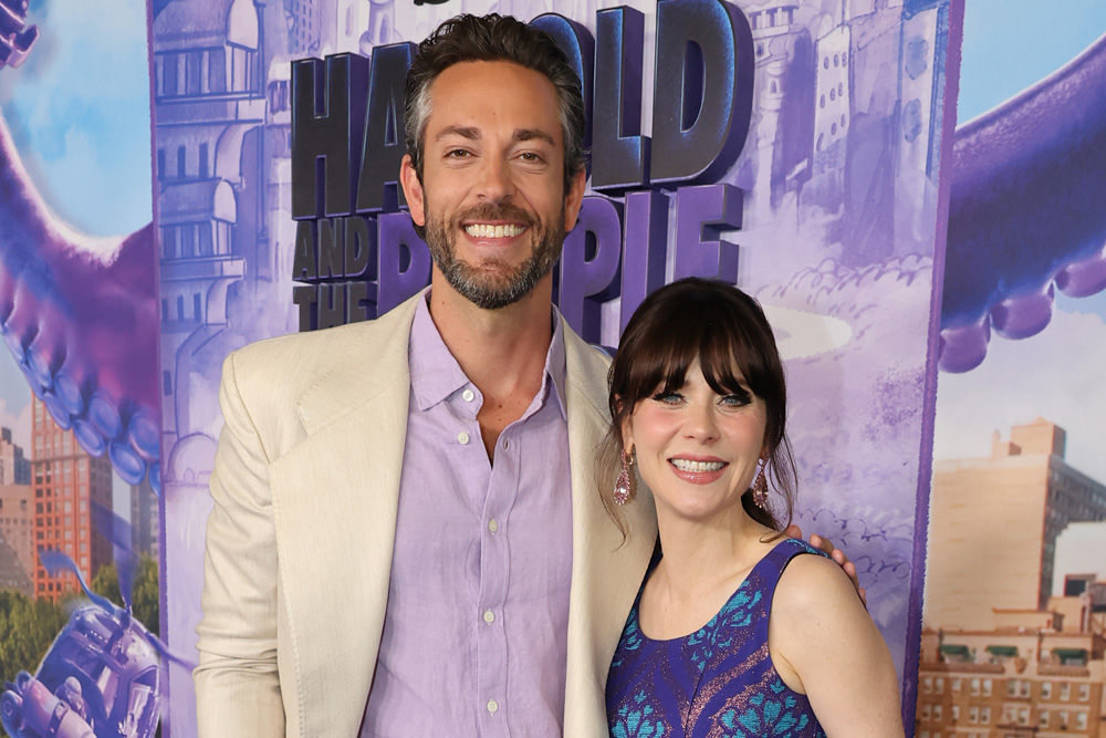 Zachary Levi and Zooey Deschanel at the HAROLD AND THE PURPLE CRAYON Special Screening Tom