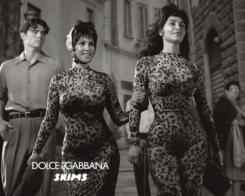 Kim Kardashian and Kourtney Kardashian for SKIMS x Dolce & Gabbana Ad