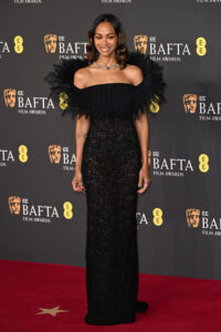 2025 BAFTA Film Awards: EMILIA PÉREZ Star Zoe Saldaña in Saint Laurent