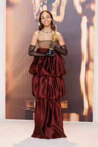 Oscars 2025: EMILIA PÉREZ Star Zoe Saldaña in Saint Laurent - Tom + Lorenzo