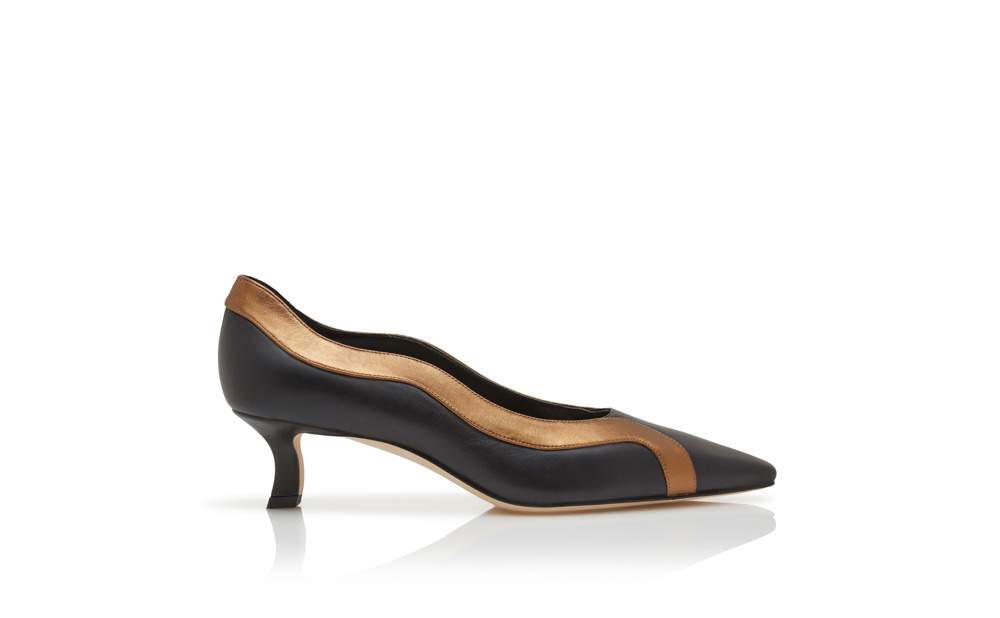 最終値下げ！MANOLO BLAHNIK x DrawerOLARANA Manolo Blahnik Black Leather and Silver Chain Slingback