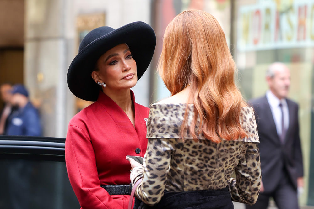 Jennifer Lopez and Isabel May on the set of THE LAST MRS. PARRISH in
