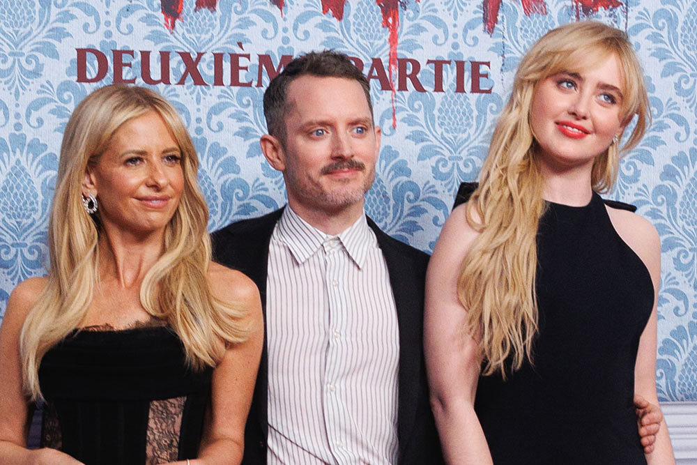 Sarah Michelle Gellar, Elijah Wood and Kathryn Newton at the READY OR NOT 2: HERE I COME Paris Premiere