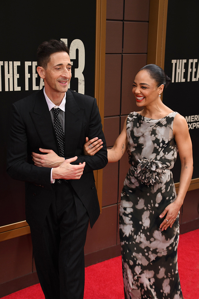 Adrien Brody and Tessa Thompson at the Broadway Opening Night of THE FEAR OF 13
