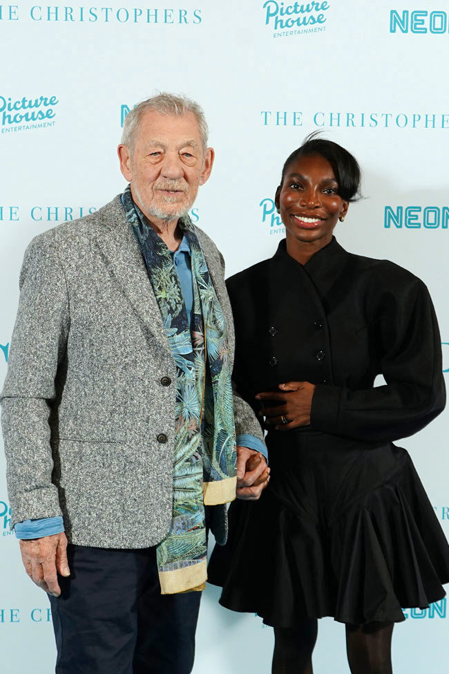 Ian McKellen and Michaela Coel at THE CHRISTOPHERS London Premiere