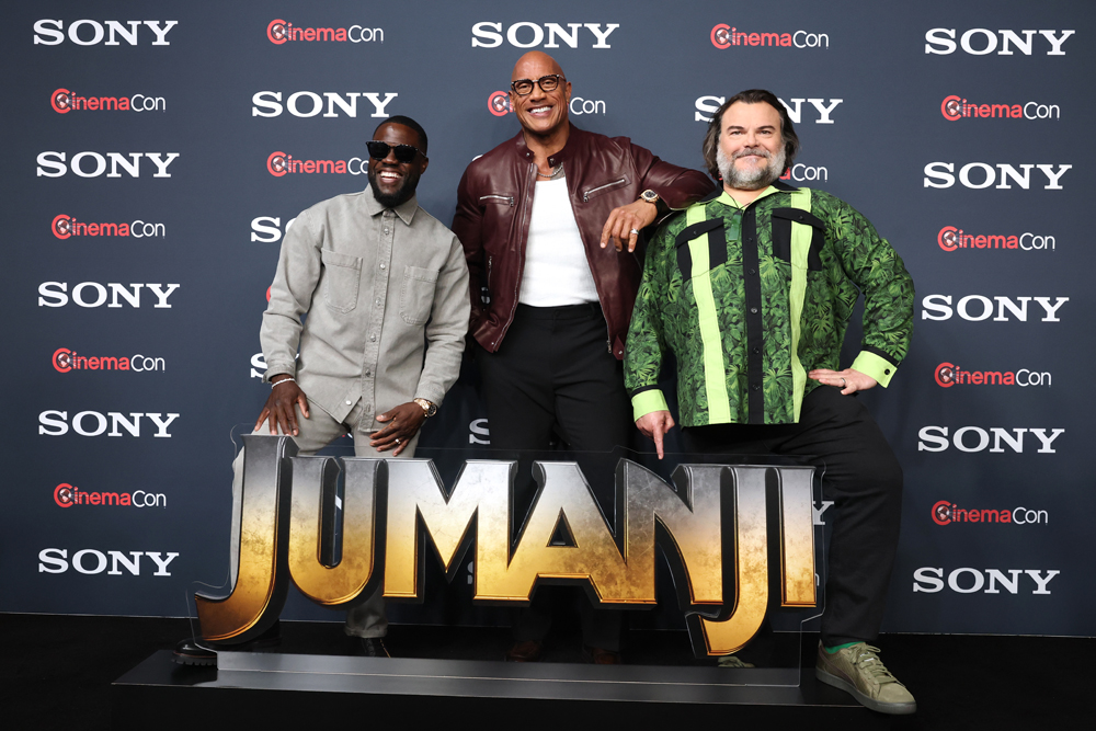 CinemaCon 2026: Kevin Hart, Dwayne Johnson and Jack Black at the JUMANJI: OPEN WORLD Photo Call