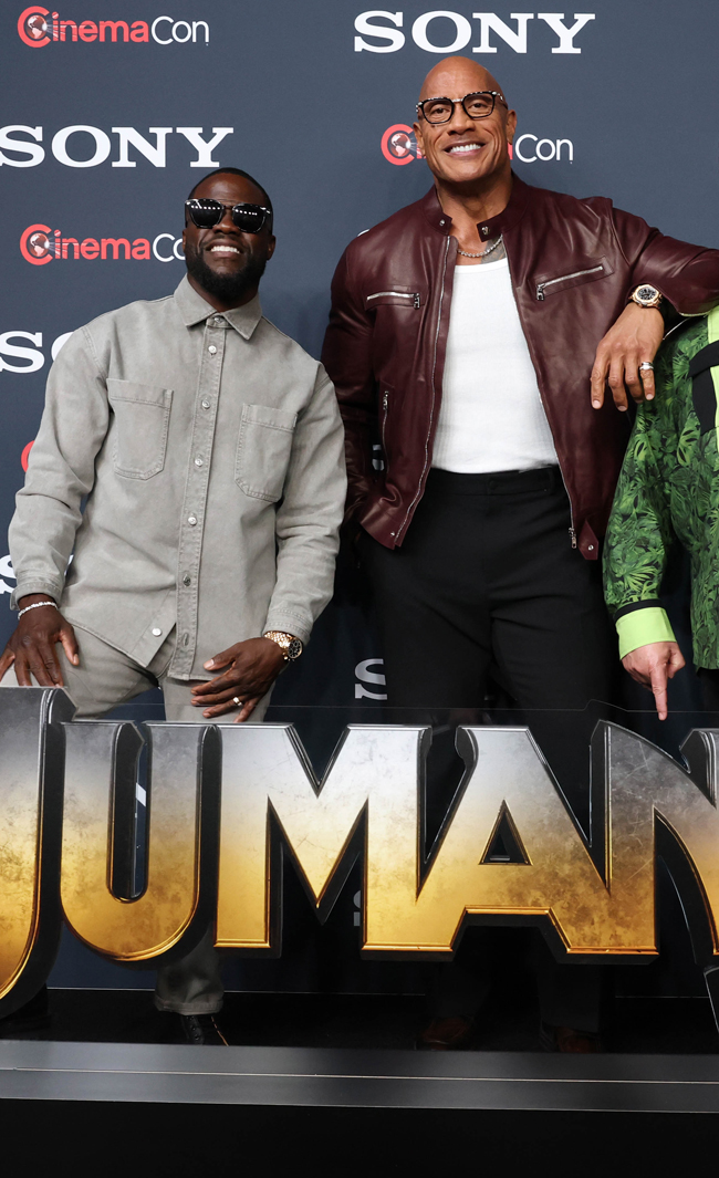 CinemaCon 2026: Kevin Hart, Dwayne Johnson and Jack Black at the JUMANJI: OPEN WORLD Photo Call