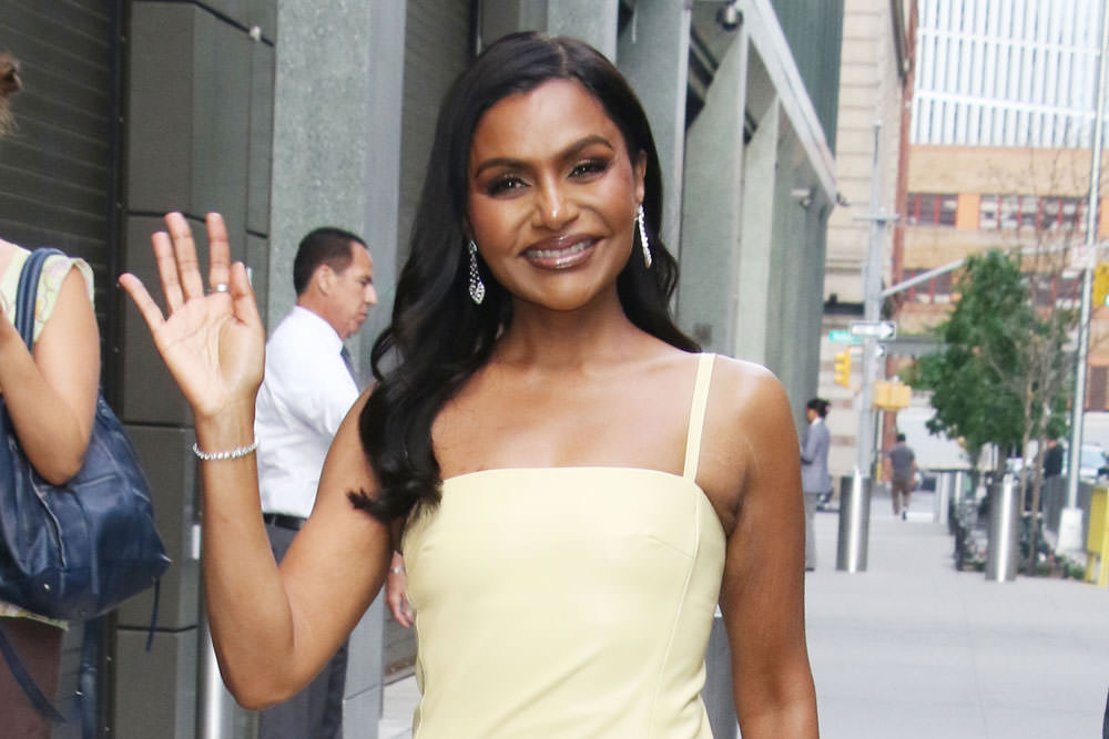 Mindy Kaling Promotes NOT SUITABLE FOR WORK on GOOD MORNING AMERICA in Simkhai