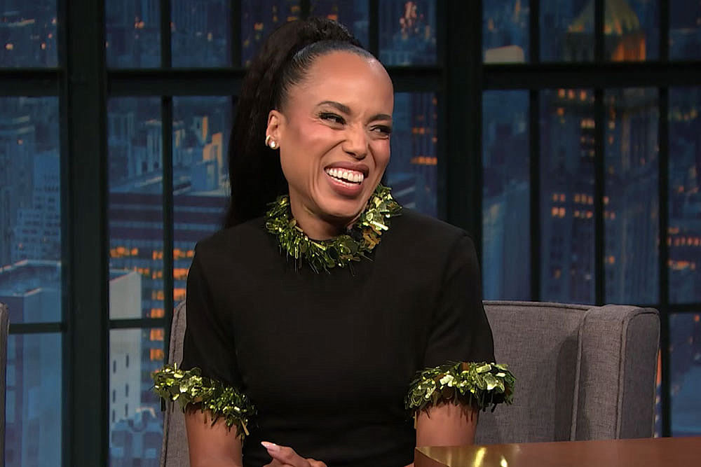 Kerry Washington Promotes THE WHOOPI MONOLOGUES on LATE NIGHT WITH SETH MEYERS in Brandon Maxwell